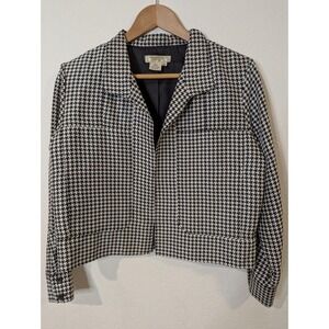 Transitions Petite Houndstooth Silk Blazer Jacket Womens MP